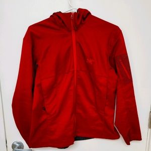 Arcteryx lightweight jacket brick red